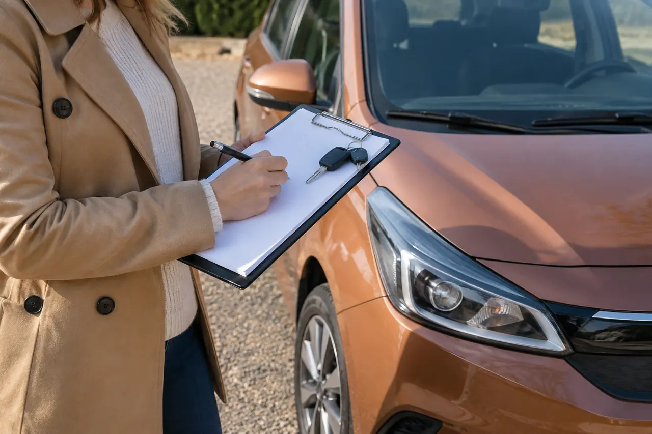Notes prises près d’une voiture pour préparer sa description